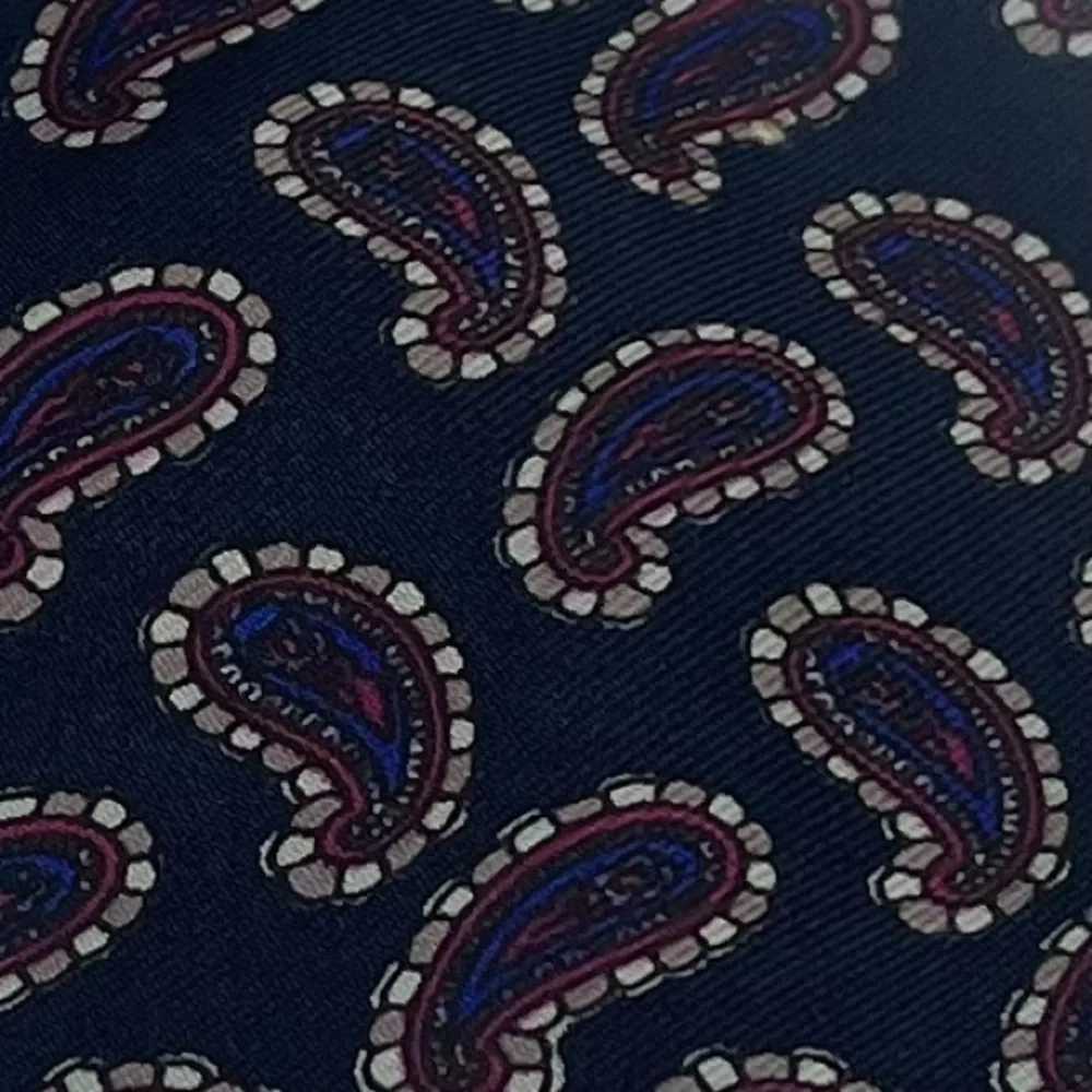 ISACO Navy Gray Burgundy Paisley Necktie Office Career